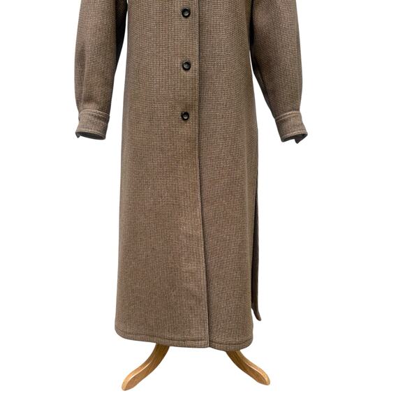 VTG 60s Vera Hicks Side Vent Overcoat Winter Coat M/L 40” Brown Wool Knit Preppy - Picture 3 of 16